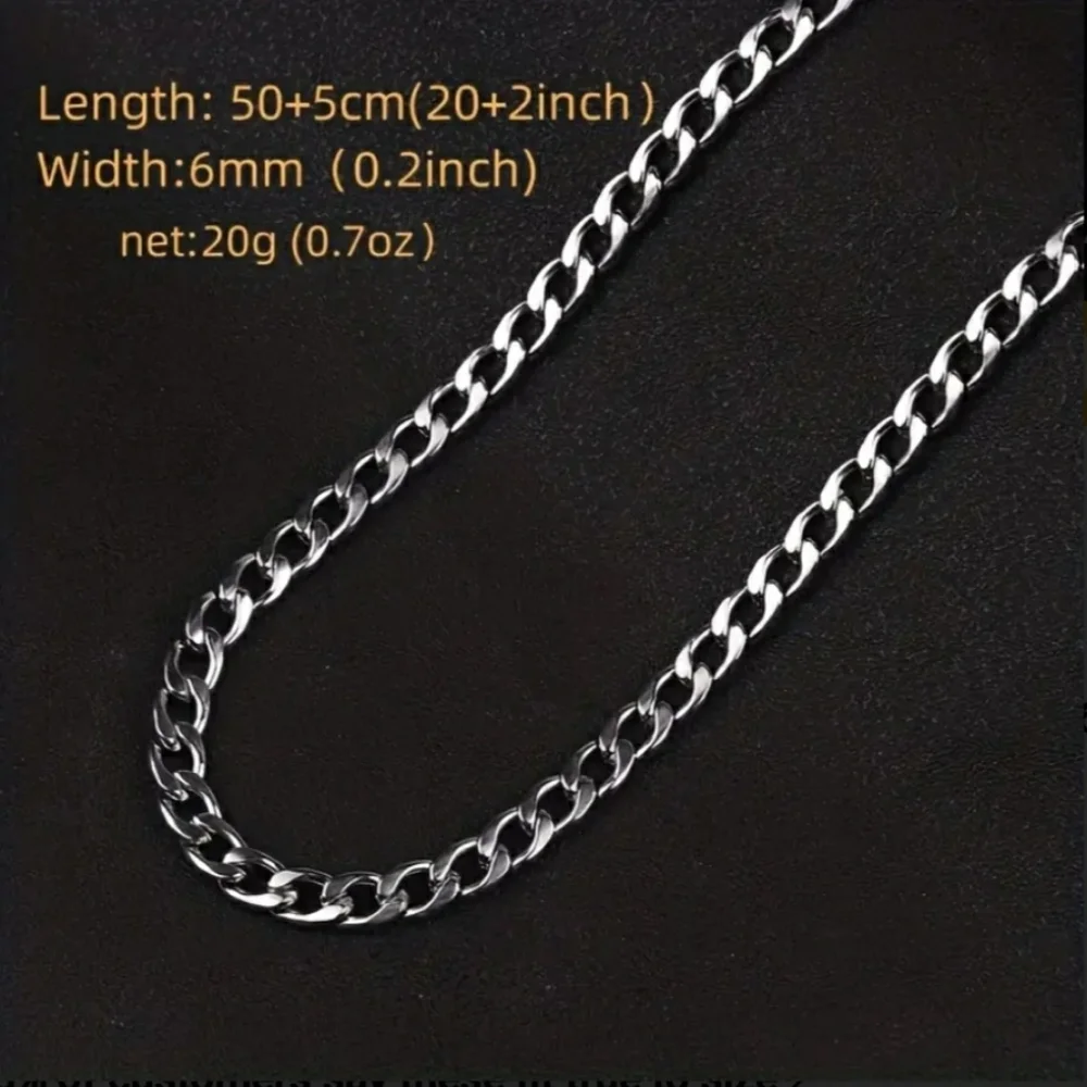 Silver Titanium Chain Necklace Gift Box for Son